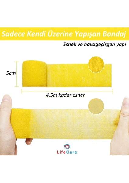 Yapışkan Bandaj 5cm x 4,5m, Sarı, Esnek ve Kullanışlı Sağlık Ürünleri fiyatları