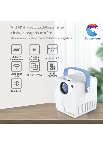 4K Hd Wifi Projeksiyon Cihazı Android Uygulama Yüklenebilir Akıllı Duvara Yansıtma fırsatları