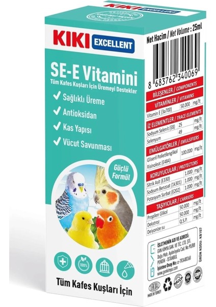- Kafes Kuşları Için Vitaminler / Mineraller - 25ML / Üreme Desteği modelleri