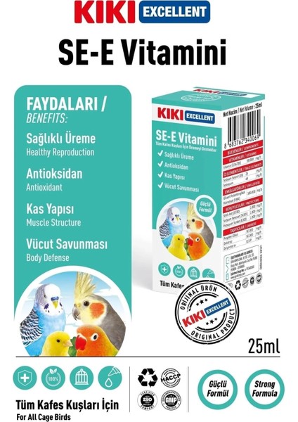 - Kafes Kuşları Için Vitaminler / Mineraller - 25ML / Üreme Desteği fiyatları