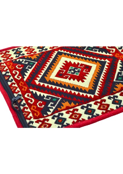 Dekoratif Otantik Çift Taraflı Fermuarlı Kilim Şark Köşesi Minder Kılıfı (40CMX41CM) MOD14 fiyatları