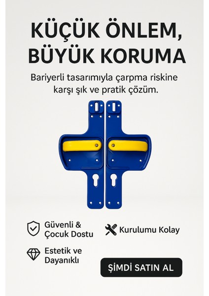 Bariyerli Kapı Kolu | Sarı-Lacivert Renkli | Çocuk Güvenlikli | Okul ve Eğitim Alanlarına Uygun fiyatları