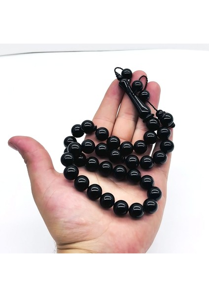 13 x 13 mm Kumpaslı Sade Erzurum Oltu Taşı Tesbih modelleri