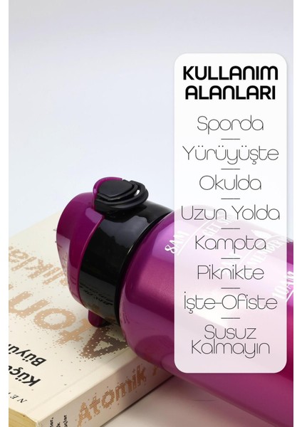1000 ml Mor Tritan Su Şişesi, Geniş Ağız, Bpasız, Spor ve Motivasyon Için Ideal fırsatları
