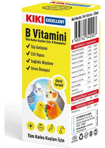 - Kafes Kuşları Için Vitaminler / Mineraller - 25ML / B Vitamini fiyatları