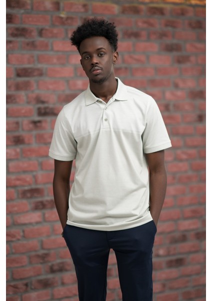 Regular Fit Likralı Pano Desenli Polo Yaka T-Shirt