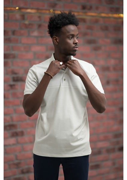 Regular Fit Likralı Pano Desenli Polo Yaka T-Shirt modelleri