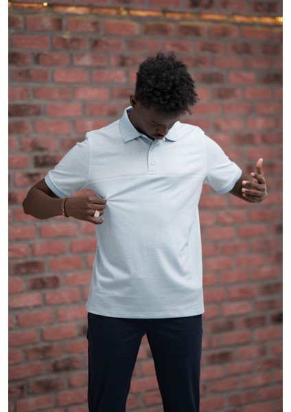 Regular Fit Likralı Pano Desenli Polo Yaka T-Shirt