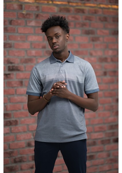 Regular Fit Likralı Pano Desenli Polo Yaka T-Shirt