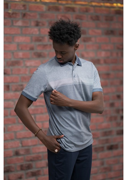 Regular Fit Likralı Pano Desenli Polo Yaka T-Shirt modelleri