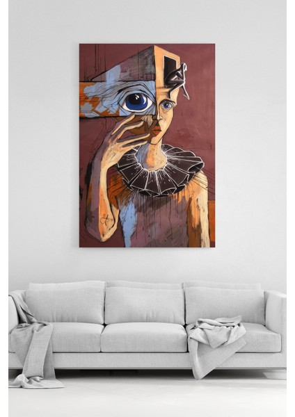 Çağdaş Sanat Insan Figürü Özgün ve Çarpıcı Ev Dekoru %100 Pamuk Kanvas