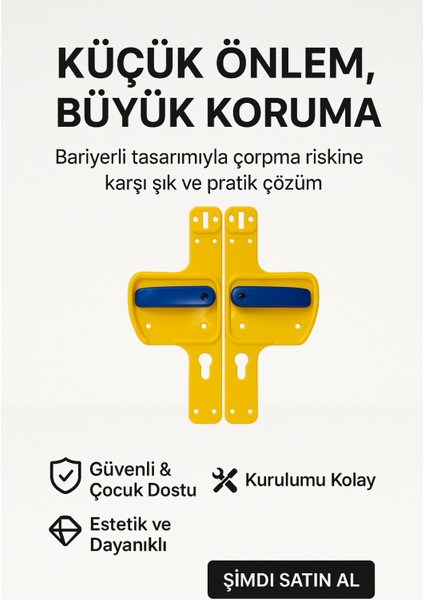 Bariyerli Kapı Kolu | Lacivert -Sarı Renkli | Çocuk Güvenlikli | Okul ve Eğitim Alanlarına Uygun fiyatları
