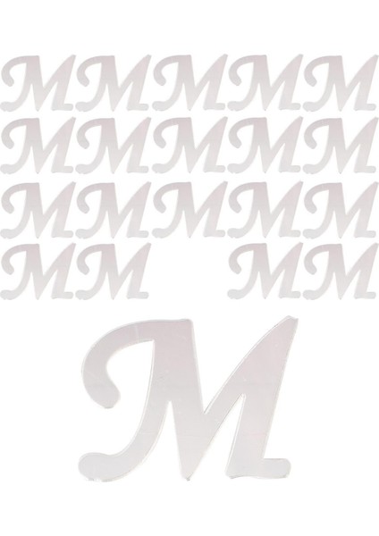 20 Adet Gümüş Pleksi Harfler, 3 Cm, Karışık, Şık ve Işıltılı Dekorasyon Unsuru