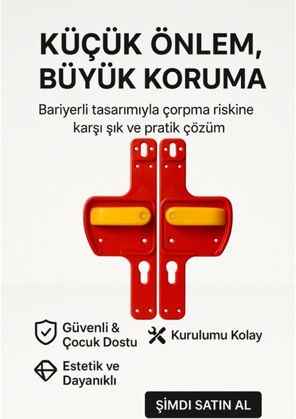 Bariyerli Kapı Kolu | Kırmızı-Sarı Renkli | Çocuk Güvenlikli | Okul ve Eğitim Alanlarına Uygun fiyatları