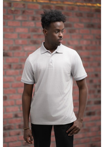 Regular Fit Likralı Pano Desenli Polo Yaka T-Shirt