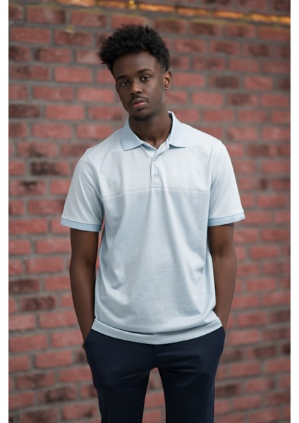 Regular Fit Likralı Pano Desenli Polo Yaka T-Shirt modelleri