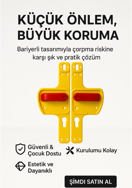 Bariyerli Kapı Kolu | Sarı -Kırmızı Renkli | Çocuk Güvenlikli | Okul ve Eğitim Alanlarına Uygun fiyatları