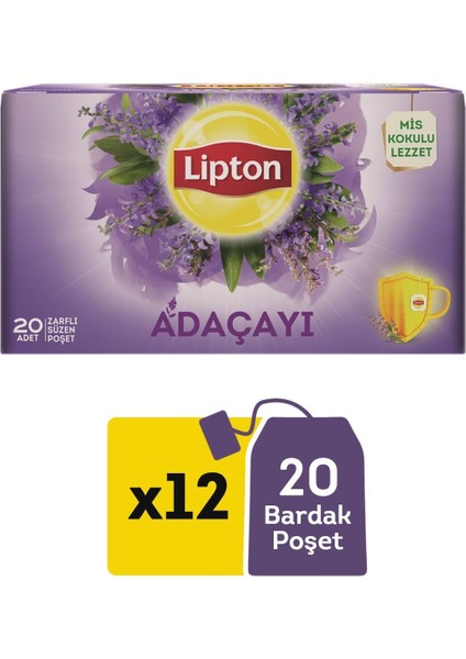 Adaçayı Bitki Süzen Bardak Poşet Çayı 20LI x 12 Adet