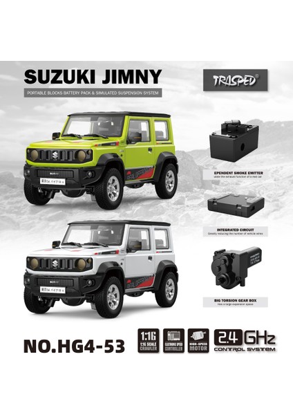 Suzukı Jımny Trasped Uzaktan Kumandalı Model Rc Araba 1/16 2.4g 3WD Şarjlı Offroad Jeep Arazi Aracı