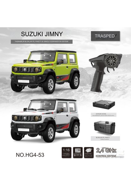 Suzukı Jımny Trasped Uzaktan Kumandalı Model Rc Araba 1/16 2.4g 3WD Şarjlı Offroad Jeep Arazi Aracı