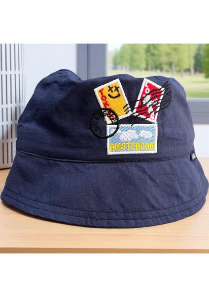 4/8 Yaş Erkek Tokyo Baskılı Fötr ŞAPKA-52CM Lacivert