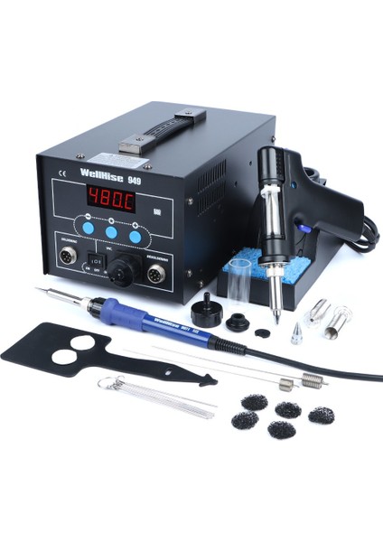 WellHise 949 Vakumlu Havya İstasyonu Lehim Sökme Tabancalı Isı Ayarlı