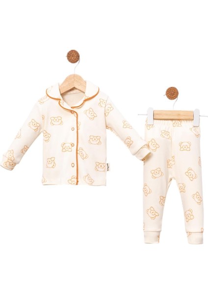 Bbc Kahve Lüks Çıtçıtlı Kız Bebe Pijama Takımı