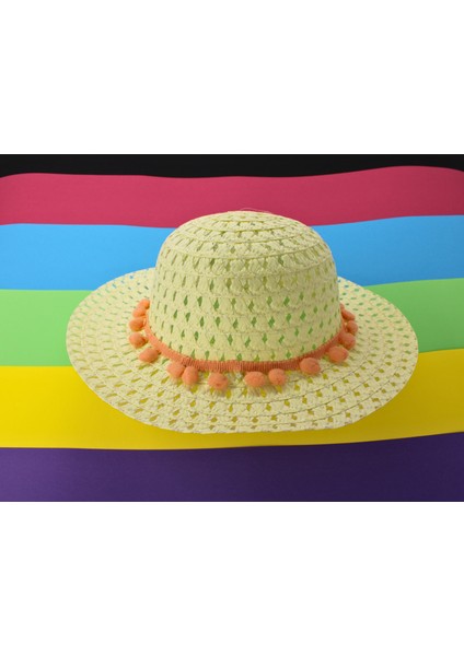 Hasır Görünümlü Kız Çocuk Şapkası1-6 Yaş