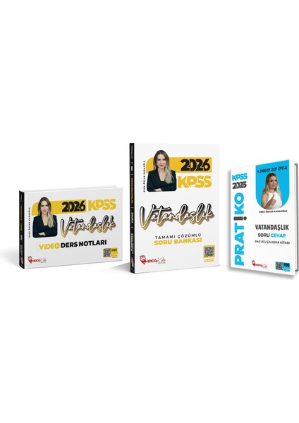 2026 Kpss Vatandaşlık Soru Bankası- Video Notlar- Pratiko 3 Lü Set