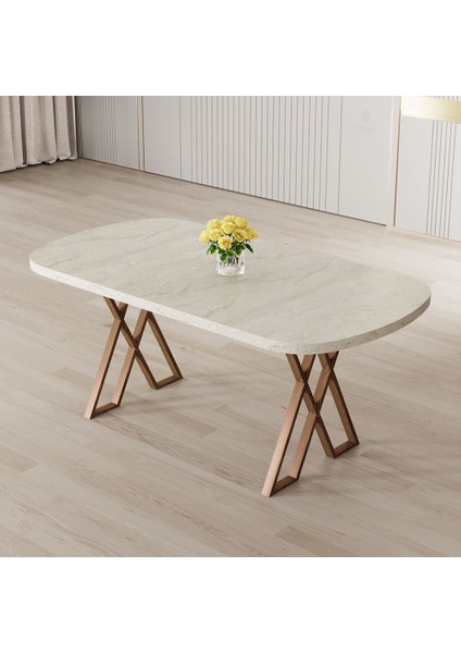 Jolin Serisi Mdf 90X168 Traverten Masa Takımı 6 Siyah Ahşap Kaplama Metal Sandalye fiyatları