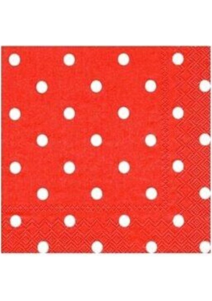 20'li Kırmızı Puantiyeli Kağıt Peçete 33X33 Cm, Şık ve Kullanışlı Paket