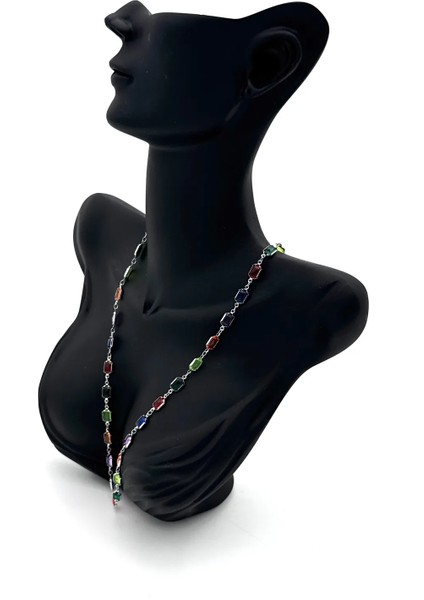 Gümüş (Stainless Steel) Çok Renkli Y Çelik Kolye modelleri