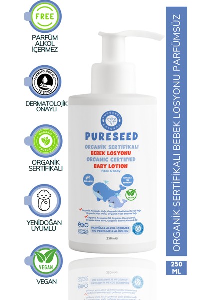 Organik Sertifikalı Bebek Losyonu - Parfümsüz - 250 ml