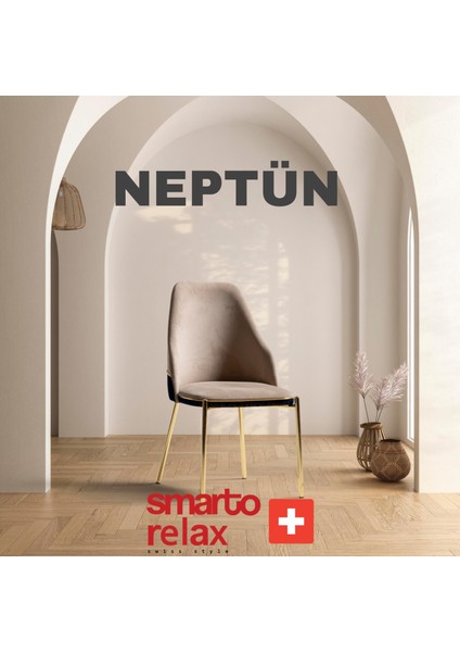 Neptun 2’li Sandalye Seti — Metal Ayaklı, Krem Kumaş