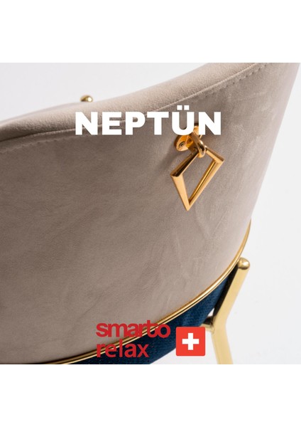 Neptun 2’li Sandalye Seti — Metal Ayaklı, Krem Kumaş