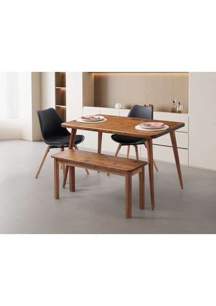 Kitta Yemek Masası, %100 Masif Ahşap, 120 x 75 cm, Ceviz