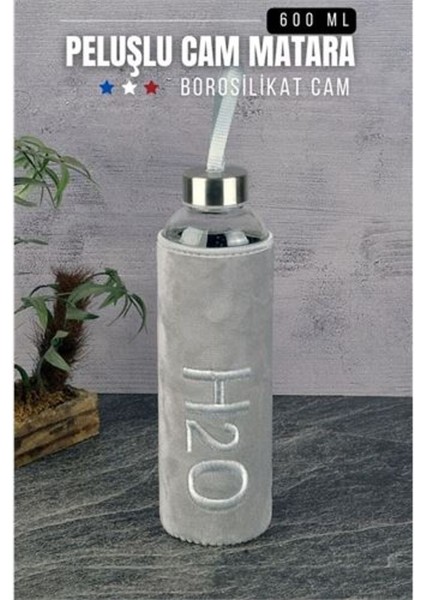 Peluş Kaplı Cam Matara 600 Ml, Renkli ve Şık Tasarım