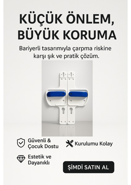 Bariyerli Kapı Kolu | Beyaz-Lacivert Renkli | Çocuk Güvenlikli | Okul ve Eğitim Alanlarına Uygun fiyatları