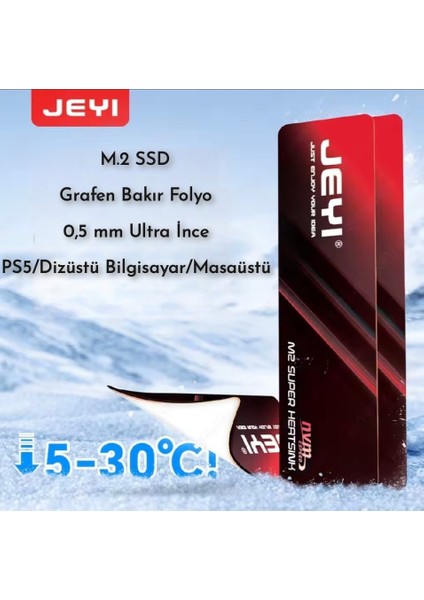 JEYI M.2 2280 Ssd Grafen Bakır Soğutucu-NVMe/SATA için Ultra İnce 0,5 mm Yüksek Isı İletkenliği Soğutma Pedi Yeni Nesil PS5/Dizüstü/Masaüstü