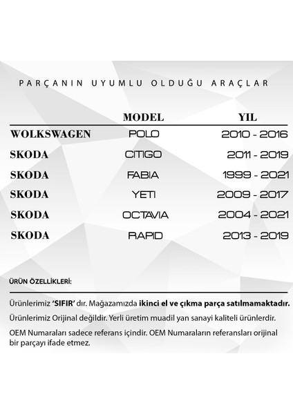 VW Polo, Audi A1, Seat Leon, Skoda Yeti için Tavan Anten Çubuğu modelleri