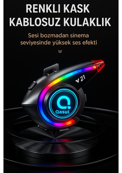 Y21 Bluetooth Motosiklet Kask Kulaklığı – Renkli LED Işıklı, Interkom Destekli, Yüksek Ses Kalites