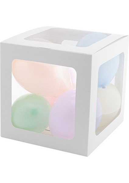 Şeffaf Balon Kutusu 25 cm Makaron Beyaz, Şık ve Kullanışlı Balon Saklama Kutusu fiyatları