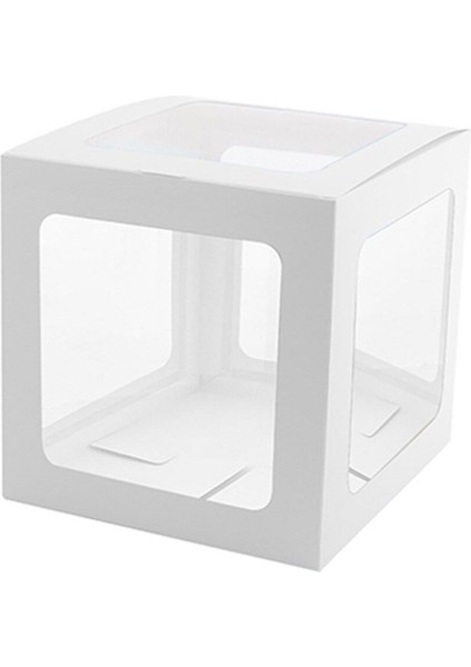 Şeffaf Balon Kutusu 25 cm Makaron Beyaz, Şık ve Kullanışlı Balon Saklama Kutusu indirimleri