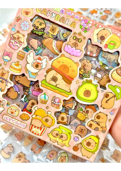 4 Bölmeli 100 Yaprak Capybara Desenli Şeffat Pet Sticker Kutu Su Geçirmez Sevimli Dostlar ile Yemek indirimleri