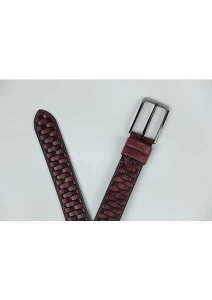 Bordo 3.5cm %100 Deri Kemer Desenli fiyatları