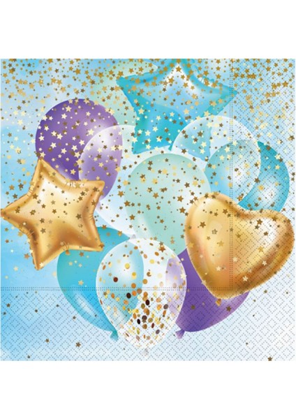 Mavi Uçan Balonlar Dekoratif Peçete, Eğlence ve Şıklık Bir Arada