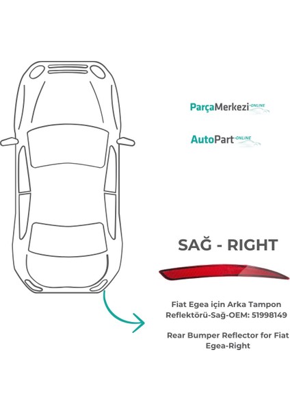 Fiat Egea Için Arka Tampon Reflektörü-Sağ indirimleri
