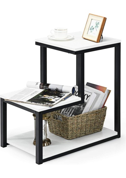 3 Katlı Kanepe Sehpası, Saklama Raflı Sehpa, Komodin, Merdiven Şeklinde Sehpa, Oturma Odası Veya Yatak Odası Için Sehpa