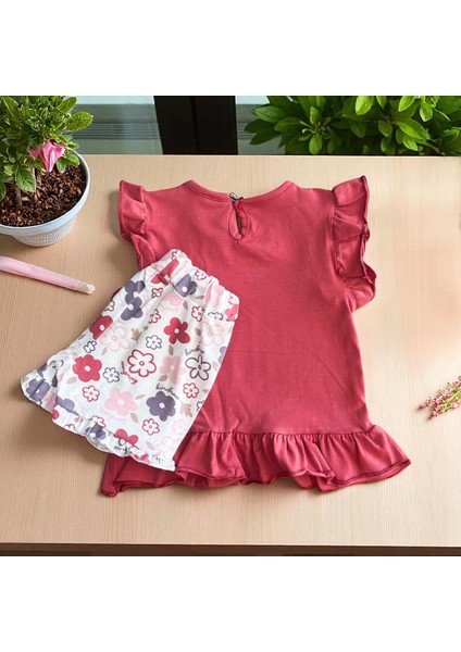 Papatya Baskılı Şortlu Kız Takım Nar Çiçeği fiyatları