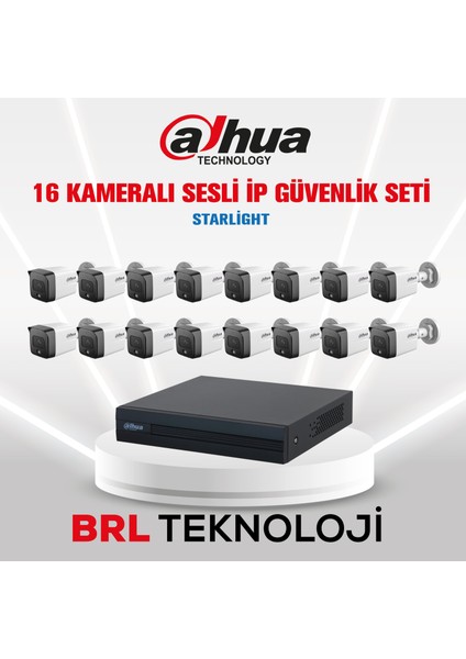 16 Kameralı 2 Mp Sesli Ip Güvenlik Kamera Seti IPC-HFW1230TC1-SA